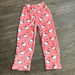 Hello Kitty Plush Fluffy Cozy Fleece Pajama Pants Pink Sanrio Print